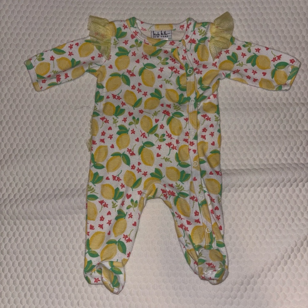 Nicole Miller Yellow Lemon Print Footed One-Piece for Kids